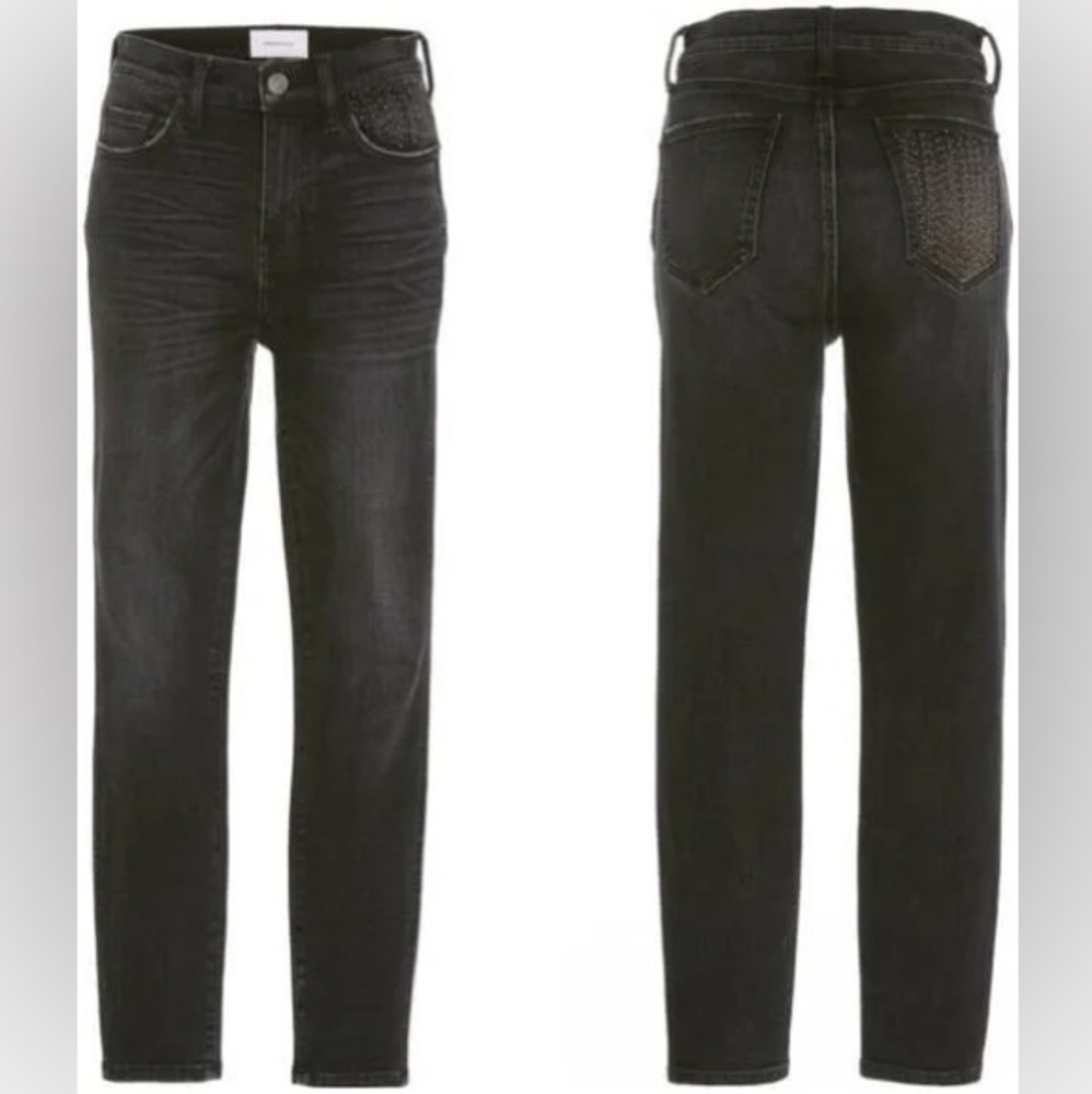 2 Jeans Size 28 AG Current Elliot Black Ripped Studded